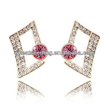 Dubai Jewelry Square Shape Ruby Crystal Stud Earrings Jewelry zywg_02012112633